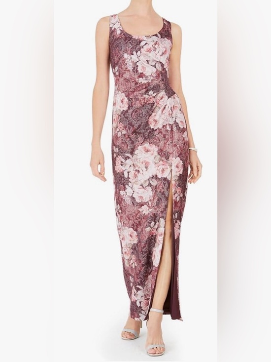 Adrianna Papell Dresses & Skirts - Adrianna Papell Floral Scoop Neck Maxi Dress in Dusty Rose and Blush 10 EUC